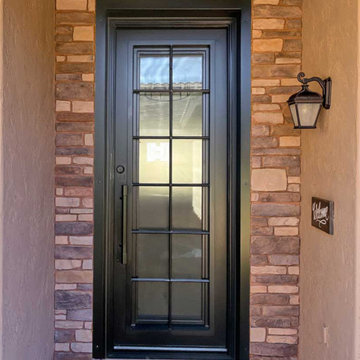 Colonial Diamond Iron Entry Door with Iron Handle