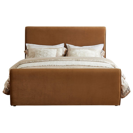 Sloan Black Velvet Full Bed, Saddle, Full