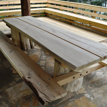 Locust Picnic Table and Adirondack Chairs