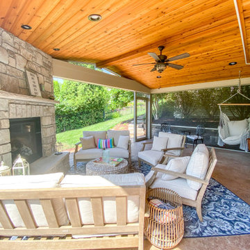 Covered Patio with Corner Fireplace
