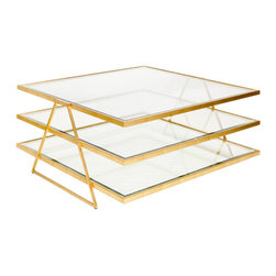 Worlds Away Jonathan 3 Tier Gold Leaf Coffee Table - Coffee Tables
