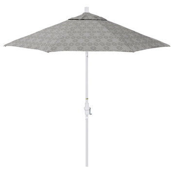 9' Patio Umbrella White Pole Fiberglass Ribs Collar Tilt Pacific Premium, Spiro Graphite