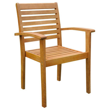 Royal Tahiti Oslo Hardwood Contemporary Chairs, Set of 2, Dark Honey