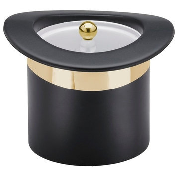 Top Hat Black/Brass 3 qt. Ice Bucket With Band, Lucite Cover