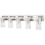 Z-Lite - Z-Lite 3035-5V-PN Fontaine 5 Light Vanity in Polished Nickel - This five-light vanity fixture in matte black will add a warm and inviting glow to bathrooms and hallways. It is made of steel with a glass shade that boasts a ripple texture that catches the eye.