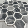 Bardiglio Gray Marble 2" Hexagon Tile Thassos White Strips Polished, 1 sheet