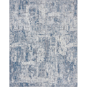 Arthur Contemporary Abstract Blue/Gray Rectangle Area Rug, 5'x7'