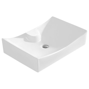 Fine Fixtures White Vitreous China Rectangular Vessel Sink With Faucet Hole