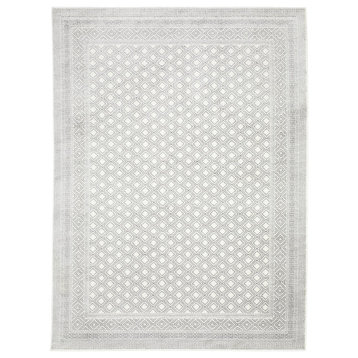 Monfort Diamond Oriental White/Grey Indoor Area Rug, 5'3"x7'6"