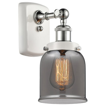 Ballston Small Bell 1 Light Wall Sconce, White and Polished Chrome, Plated