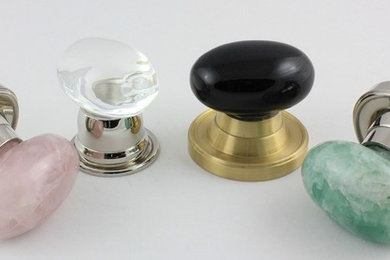 Oval Design Crystal & Stone Door Knob Collection