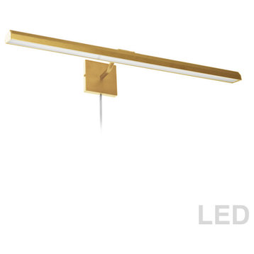 40W Picture Light With Frosted Glass, Aged Brass
