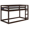 Benzara BM226860 Twin Wooden Frame Loft Bed with Built In Ladder, Espresso Brown