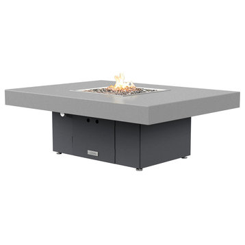Rectangular Fire Pit Table, 48x36, Propane, Hilltop Gray, Gray