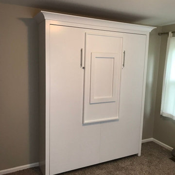 Custom Built Vertical Queen Murphy Wall Bed with Built-In, Drop Down Desk Combo