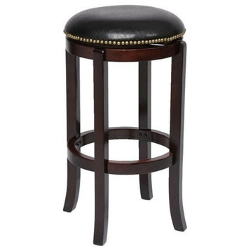 Bowery Hill 30" Contemporary Wood Swivel Bar Stool in Cappuccino/Black