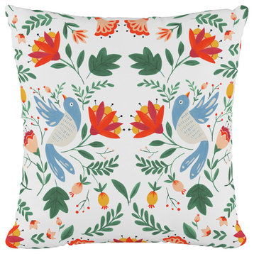 18" Decorative Pillow, Nordic Bird White
