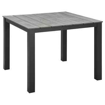 Modern Urban Contemporary Outdoor Patio Dining Table, Brown Gray Steel
