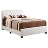 Maklaine Modern Faux Leather Upholstered Full Bed in White Finish
