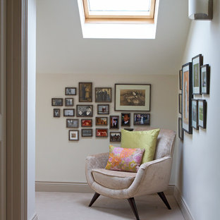 Minimalist carpeted hallway photo in Dublin with white walls