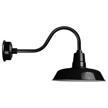 12" Vintage LED Sconce Light With Contemporary Arm, Black