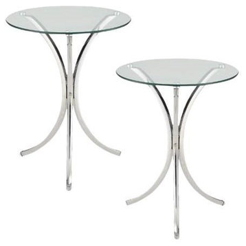 (Set of 2) Glass Top End Table in Chrome