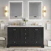 Cascade Bath Vanity, Black Onyx, 60", Gold Hardware, Double, Freestanding