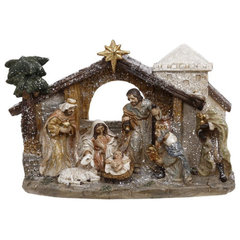 Nativity Set With 9 Figures and Stable - Farmhouse - Holiday