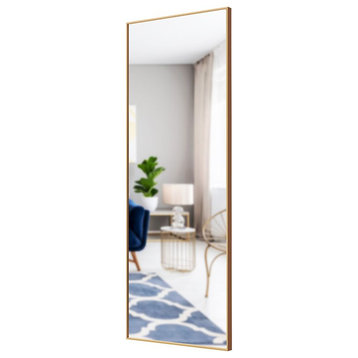 Costway 59'' Full Body Aluminum Frame Leaning Hanging Dressing Mirror in Gold