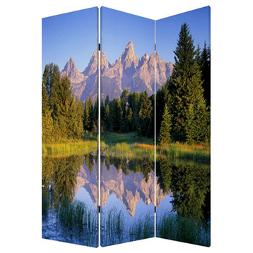 48"x72" Multi Color Wood Canvas Mountain Peaks  Screen