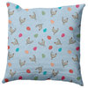 Chickens and Eggs Easter Decorative Throw Pillow, After Rain Blue, 18x18"