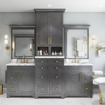 Semi-custom bathroom set with makeup station