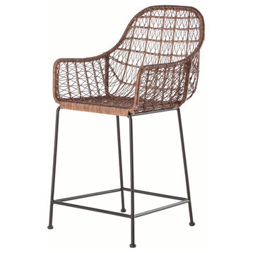 Grass Roots Bandera Woven Stool With Arms, Counter Height