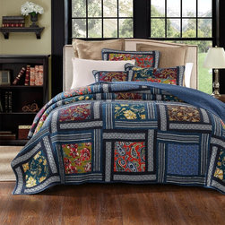 DaDa Bedding Bohemian Midnight Ocean Blue Sea Reversible Real Patchwork Quilted - Quilts And Quilt Sets
