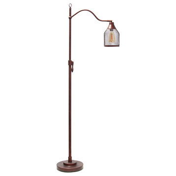 Elegant Designs Adjustable Floor Lamp With Metal Netted Shade
