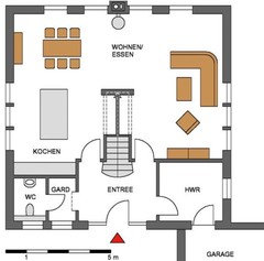 quadratischer Grundriss mit 4 Schlafzimmer (3 Kinderzimmer)
