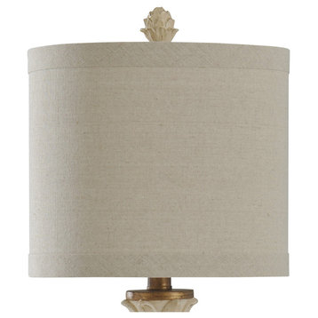 Signature 1 Light Table Lamp, Distressed Off-White and Light Beige Dark Brown