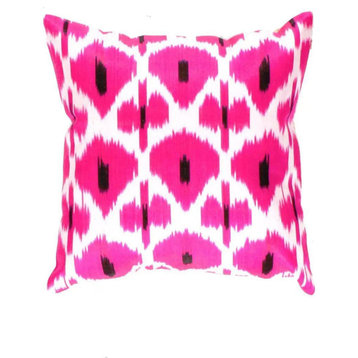 Canvello Turkish Ikat Pink Silk Pillow