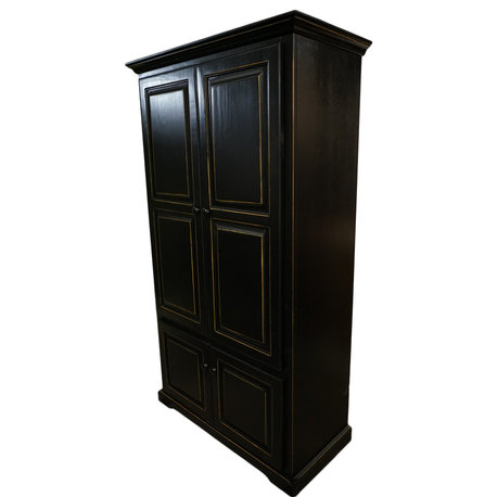 Double Wide Kitchen Pantry Cabinet, Antique Black
