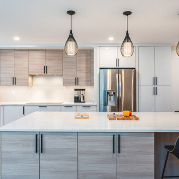 Glossy White & Natural Wood Kitchen Transformation