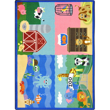 Animals All Around 5'4" x 7'8" area rug in color Multi