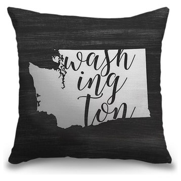 "Home State Typography - Washington" Outdoor Pillow 16"x16"