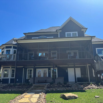 Dark Blue-Gray James Hardie Siding Transformation—Lakefront Home, Fair Play, SC