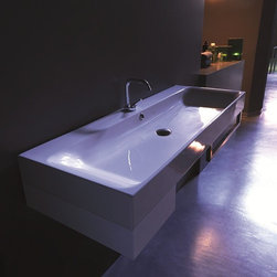WS Bath Collections Cento 3534 Wall Hung or Counter Top Ceramic Sink 47.2" x 17. - Bathroom Sinks