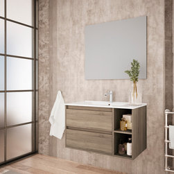 Minerva 32" wall mounted bathroom vanity set. Cambria finish. - Bathroom Vanities And Sink Consoles