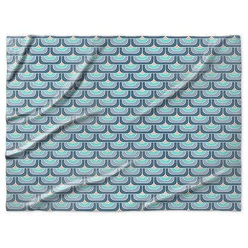 "Square Koi Blue" Sherpa Blanket 80"x60"