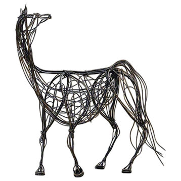 Rustic Bronze Wire Horse Sculpture 16" Metal Art Contemporary Open Modern