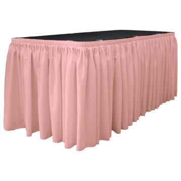 LA Linen Polyester Poplin Table Skirt, Light Pink, 204"x29"