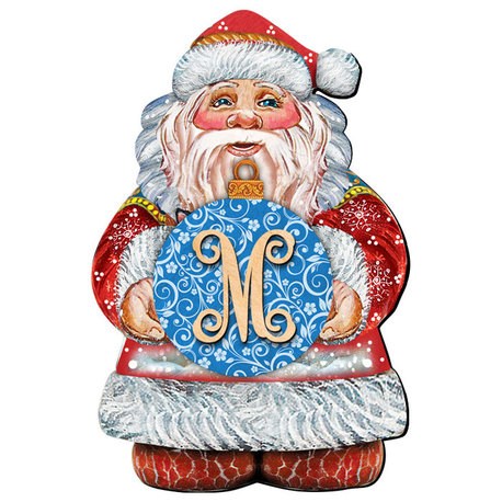 Merry Christmas Santa Blue Ball Personalized Door Hanger