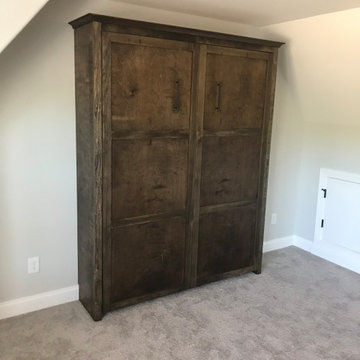 Vertical Queen Size Murphy Bed Cabinet with Walnut Stain Finish